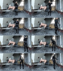 Rubber Excesses with Champagne Enema and Fucking Machine