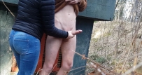 Surprise! Caught by a Teen Girl Outdoors. Surprised over my Huge Cumshot!